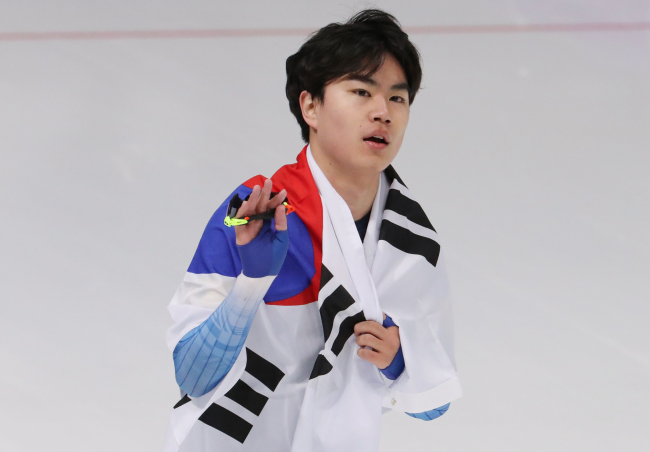 Kim Min-seok won a bronze in the men's 1500-meter speedskating (Yohap)
