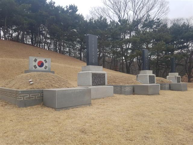 사진 왼쪽부터 효창공원에 안장돼 있는 삼의사(이봉창, 윤봉길, 백정기 의사)의 묘역과 백범 김구선생의 묘역, 효창공원 내부에 독립운동가들의 위패가 모셔져 있는 모습.