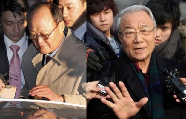 Chun Shin-il (left), chairman of Sejoong, and Choi See-joong, former head of the Korea Communications Commission (Yonhap)