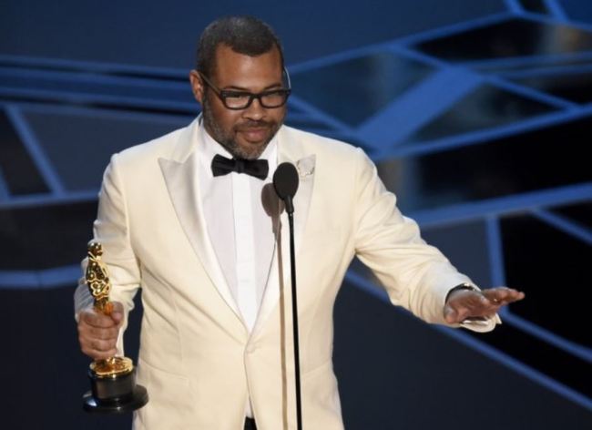 Jordan Peele accepts the award for best original screenplay for “Get Out” at the Oscars on Sunday, March 4, at the Dolby Theatre in Los Angeles. (AP)