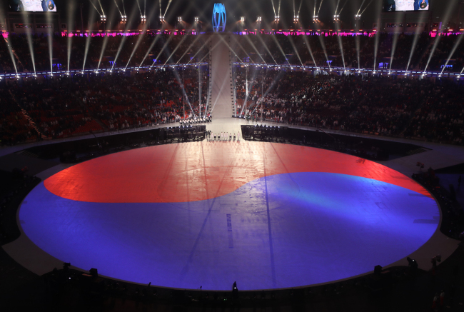 The opening ceremony for the PyeongChang Paralympics is held at PyeongChang Olympic Stadium in Gangwon Province on Friday. (Yonhap)