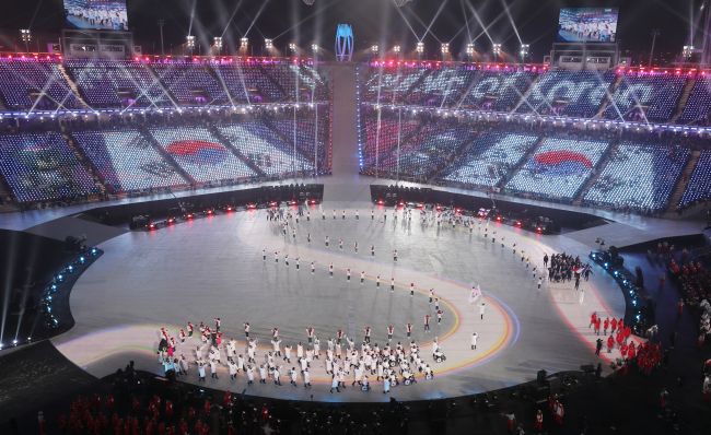 The opening ceremony for the PyeongChang Paralympics is held at PyeongChang Olympic Stadium in Gangwon Province on Friday. (Yonhap)