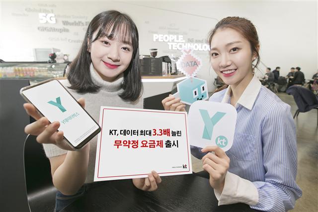 KT 모델이 ‘LTE 데이터 선택(무약정)’ 요금제 출시를 알리고 있다.  [제공=KT]
