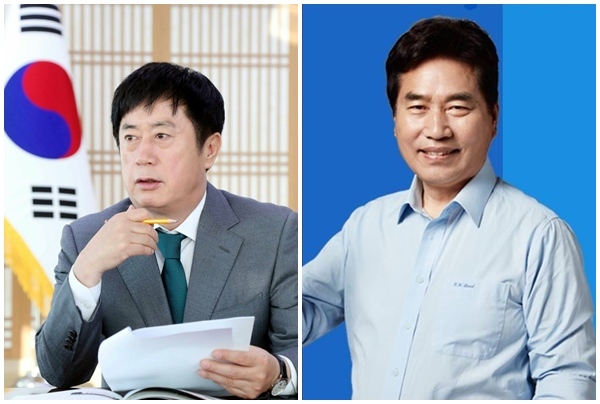 정찬민 용인시장(왼족)과 백군기 예비후보(오른쪽)
정찬민 용인시장(왼족)과 백군기 예비후보(오른쪽)