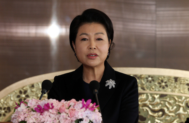 Former South Korean President Lee Myung-bak's wife Kim Yoon-ok, who has been accused of several corruption offences. (Yonhap)