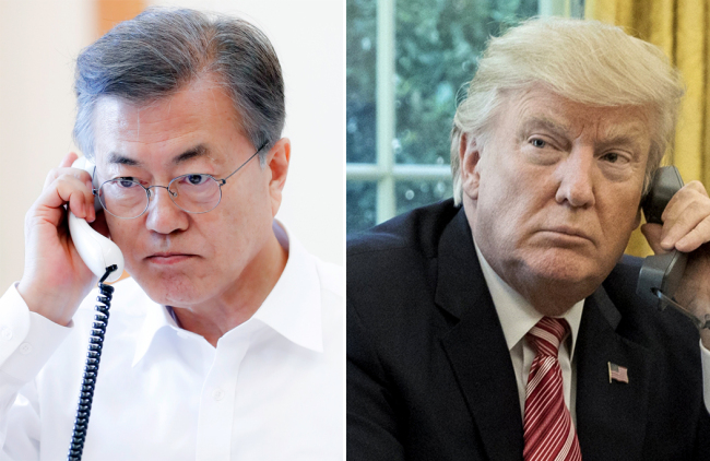 President Moon Jae-in (left) and US President Donald Trump. Yonhap