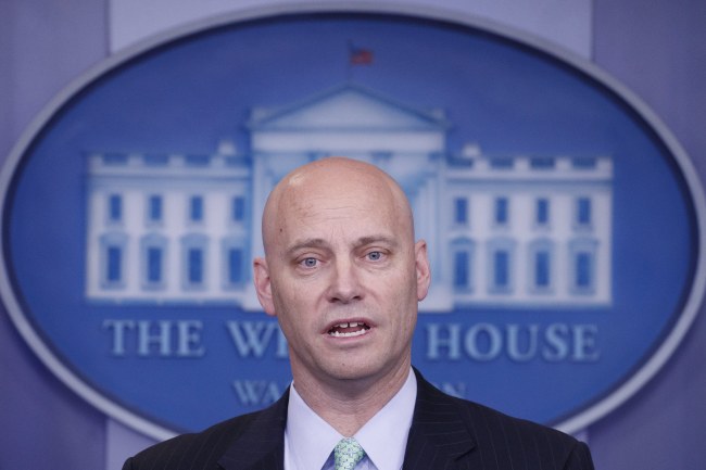 White House Director of Legislative Affairs Marc Short responds to a question during a daily briefing held Friday. (EPA-Yonhap)