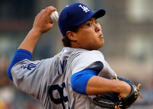 Los Angeles Dodgers starting pitcher Ryu Hyun-Jin (AP)