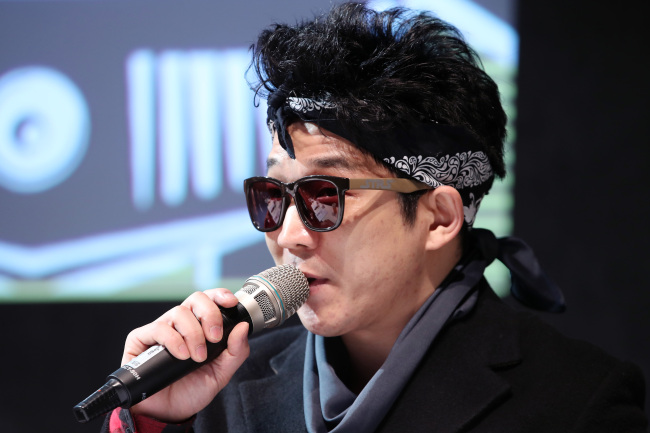 Han Kyung-rock of Crying Nut speaks during a press conference for the DMZ Peace Train Music Festival in Seoul on Tuesday. (Yonhap)
