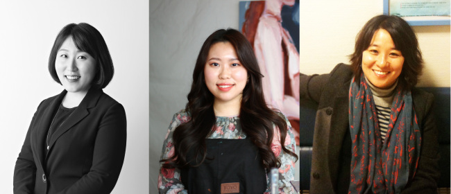 제5기 파리이응노레지던스 입주작가에 선정된 김영진, 김찬송, 파랑(사진 왼쪽부터)작가. [사진제공=대전고암미술문화재단]