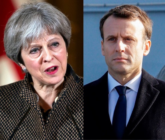 Theresa May and Macron (EPA-Yonhap)