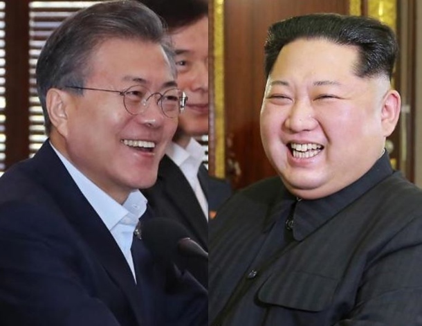 President Moon Jae-in and North Korea`s leader Kim Jong-un. Yonhap