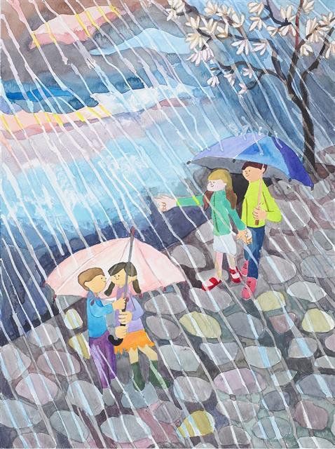 독고랑, 봄비, 30x40cm,
종이위에 혼합재료, 2018.