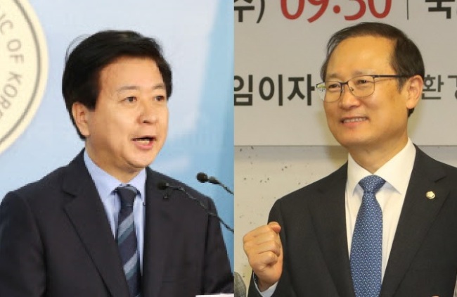 더불어민주당 차기 원내대표 선거에 나선 노웅래(왼쪽)·홍영표 의원. (사진=연합뉴스)
더불어민주당 차기 원내대표 선거에 나선 노웅래(왼쪽)·홍영표 의원. (사진=연합뉴스)