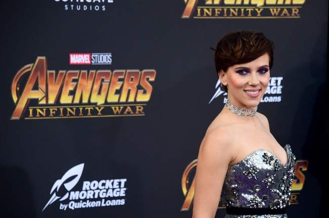 In this file photo taken on April 23, 2018, Actress Scarlett Johansson arrives for the World Premiere of the film 'Avengers: Infinity War' in Hollywood, California, on April 23. (AFP via Yonhap)