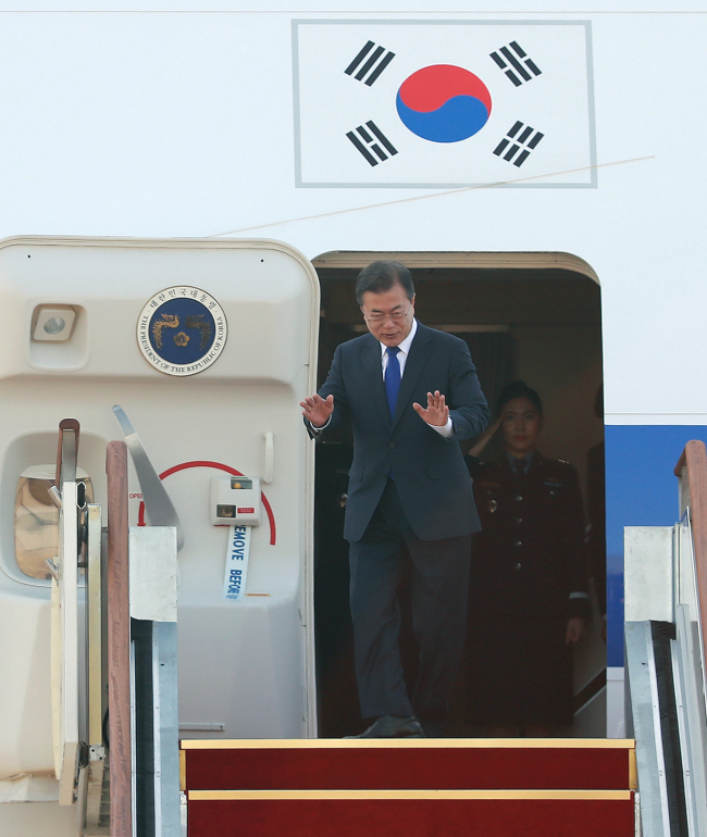 President Moon Jae-in leaves for Japan on Wednesday. (Yonhap)