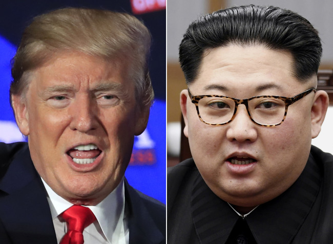 This combination of two file photos shows US President Donald Trump (left) and North Korean leader Kim Jong-un. (AP, Korea Summit Press Pool via AP) (Yonhap)