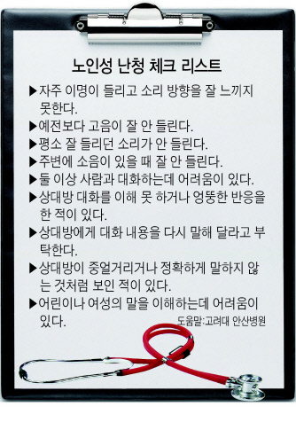 난청은 30대부터 시작되며, 스트레스, 소음, 술, 담배 등도 악화시키는 원인이 된다. 노인성 난청은 대인기피증, 우울증, 치매 등을 유발할 수 있으므로 보청기, 인공 와우 이식술 등으로 대비하는 것이 바람직하다.  [헤럴드경제DB]