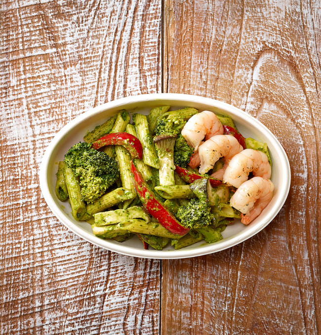 Starbucks Korea’s grilled shrimp and basil pesto. Starbucks Korea