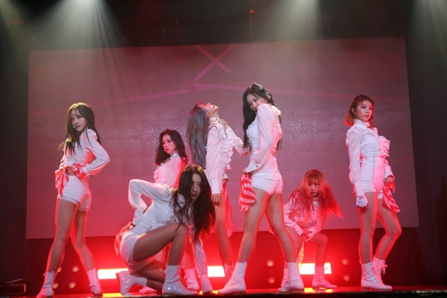 Dreamcatcher performs during a media showcase for its new EP “Escape the Era” in Seoul on Thursday. (Happy Face Entertainment)