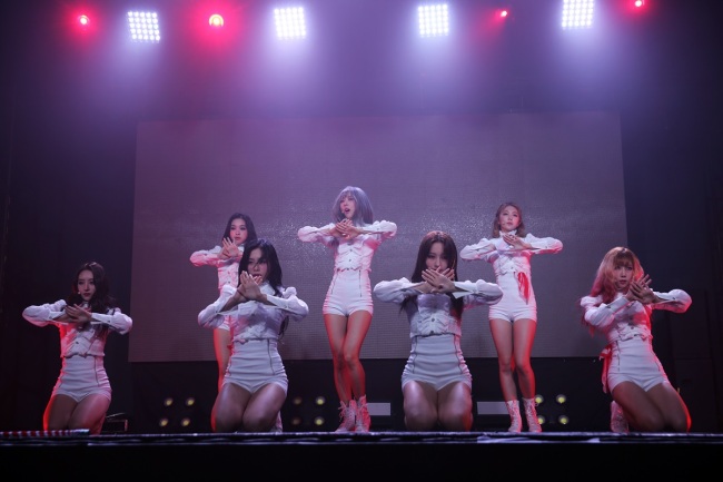 Dreamcatcher performs during a media showcase for its new EP “Escape the Era” in Seoul on Thursday. (Happy Face Entertainment)