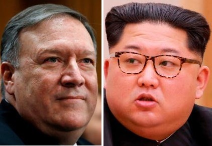 US secretary of state Mike Pompeo (left), North Korean leader Kim Jong-un (Yonhap)