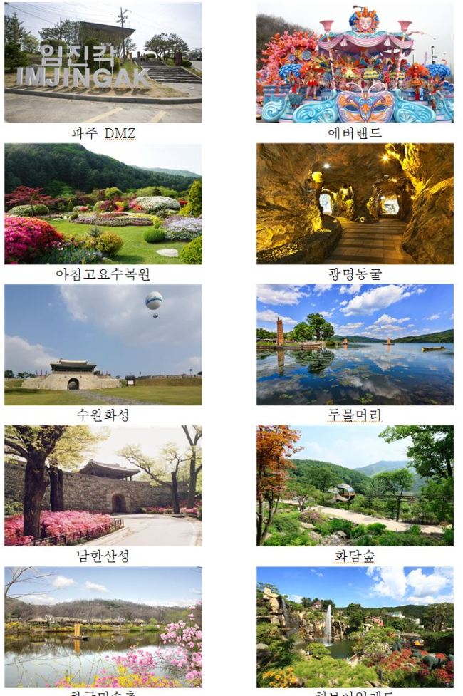경기도 10대 관광명소[사진=경기관광공사 제공]
경기도 10대 관광명소[사진=경기관광공사 제공]