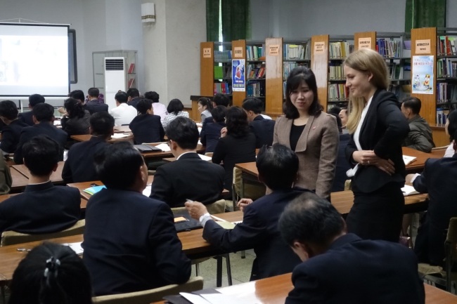 North Koreans attend a workshop on startup skills led by Choson Exchange last week in Pyongyang. (Chosun Exchange)