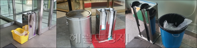 [서울시는 이달부터 우산비닐을 퇴출했지만 민간영역은 여전히 우산비닐을 사용하고 있다. 김유진 기자/kacew@heraldcorp.com]