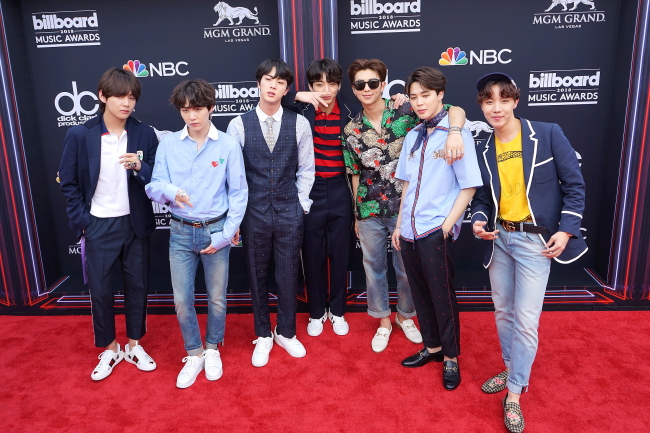 BTS attends the 2018 Billboard Music Awards at MGM Grand Garden Arena on May 20 in Las Vegas. (Billboard)