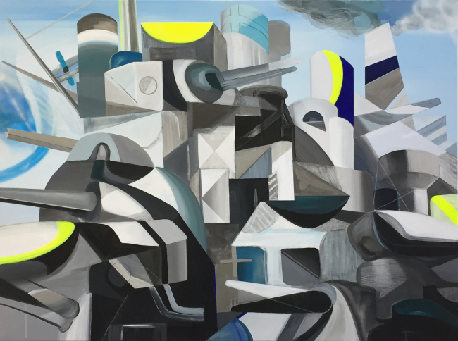 지엔처, AS Grey-2, 2018, Acrylic, marker, crayon, oil crayon on canvas, 90x120cm.[사진제공=갤러리수]