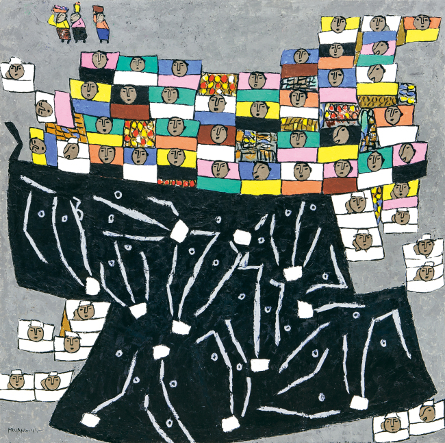 황영성, 소시장 이야기, 2015, 캔버스에 유채, 200 x 200cm [사진제공=현대화랑]
