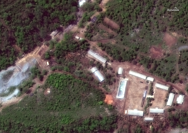 This satellite image shows the Punggye-ri test site in North Korea. (AP-Yonhap)