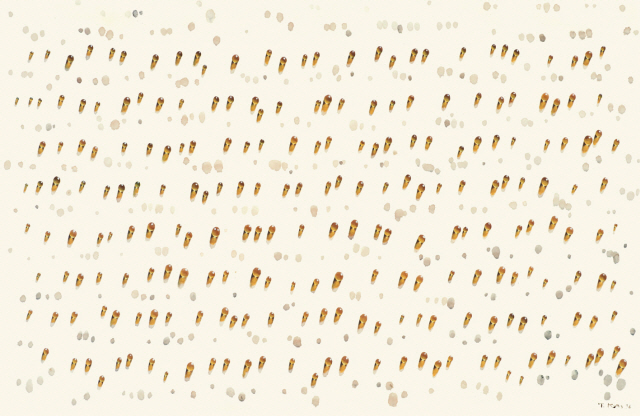 야요이 쿠사마 ‘Waves’ oil on canvas,
37.9×45.5cm (8호), 1990
김환기 ‘산월’ 종이에 과슈, 13.4×23.1cm,
1963
김창열 ‘물방울’ / 종이에 수채,
유채,77×118cm, 1976
이대원 ‘산’ 캔버스에 유채, 50×65.1cm,
1972
이우환 ‘점으로부터’ 캔버스에 안료,
60×70cm, 1982