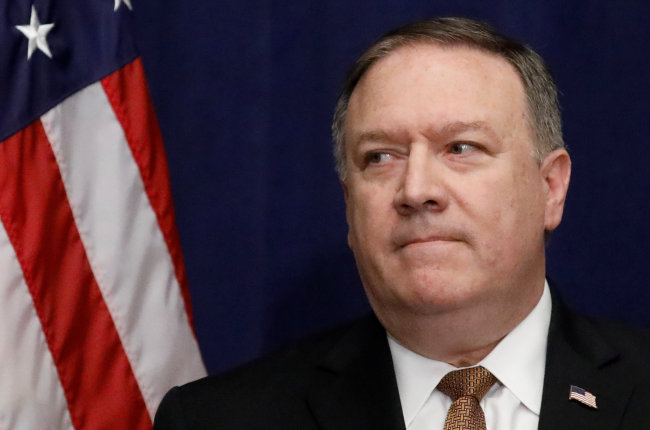 US Secretary of State Mike Pompeo speaks during a news conference following a meeting with North Korea's envoy Kim Yong-chol in New York, US, May 31, 2018. (Reuters-Yonhap)