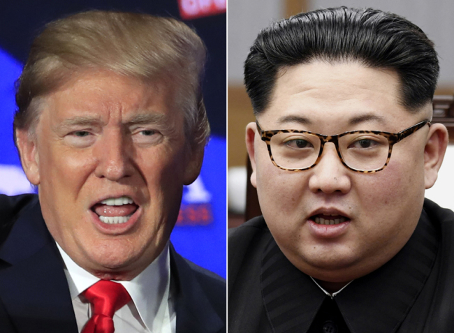 US President Donald Trump (left) and North Korean leader Kim Jong-un (right)