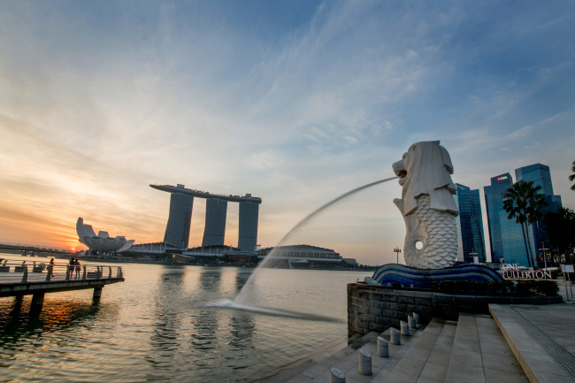 The waterfront Merlion Park is located opposite the Marina Bay Sands hotel in Singapore. (Singapore Tourism Board)