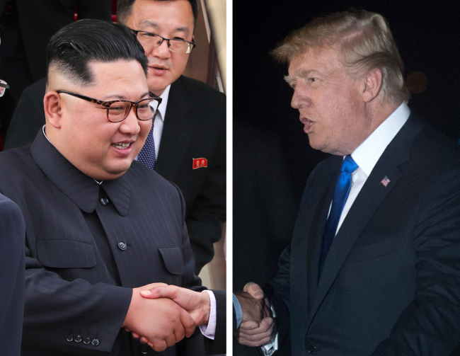 North Korea's leader Kim Jong-un and US President Donald Trump. Yonhap