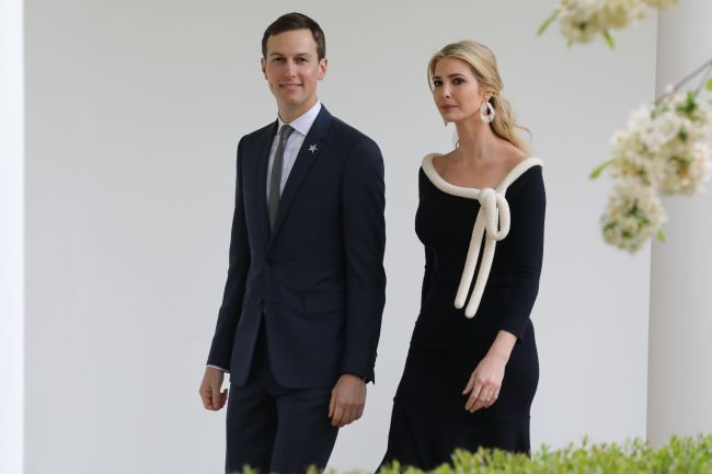 In this file photo taken on April 24, 2018 US President special advisor Jared Kushner (L) and his wife Ivanka Trump arrive for the a state welcome ceremony honoring French president at the White House in Washington, DC. Ivanka Trump, daughter of US President Donald Trump, and her husband Jared Kushner, both senior White House advisers, earned at least $82 million in outside income in 2017, according to a report by the Washington Post after the release of financial disclosure forms on June 11, 2018. (AFP PHOTO)