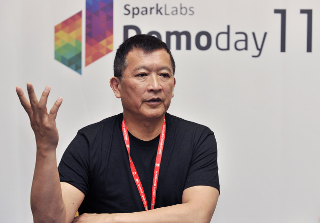 Teddy Zee speaks during an interview during the SparkLabs Demoday in Seoul.   SparkLabs