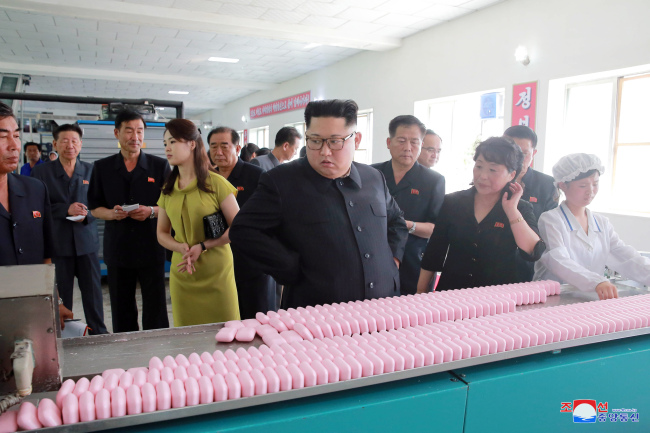 North Korea's leader Kim Jong-un visited a comsmetic factory in northwestern city of Sinuiju. Yonhap