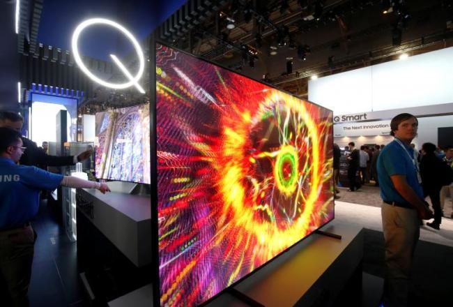Samsung QLED televisions are displayed during the 2017 CES in Las Vegas, Nevada on Jan. 5, 2017. (Reuters)