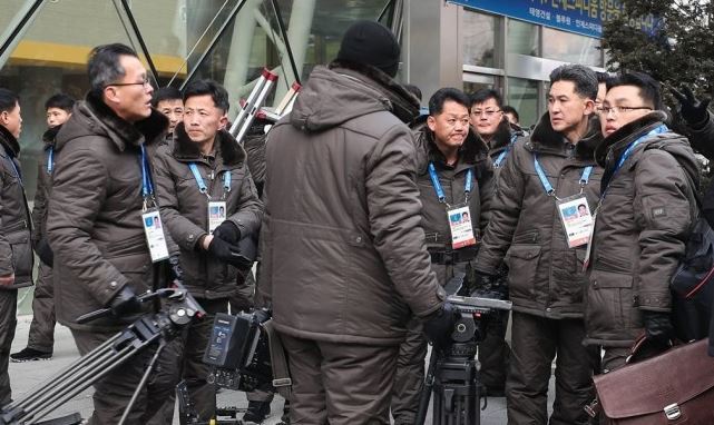 A group of North Korean journalists who crossed the inter-Korean border in February to cover the PyeongChang Winter Olympics held in South Korea. (Yonhap)