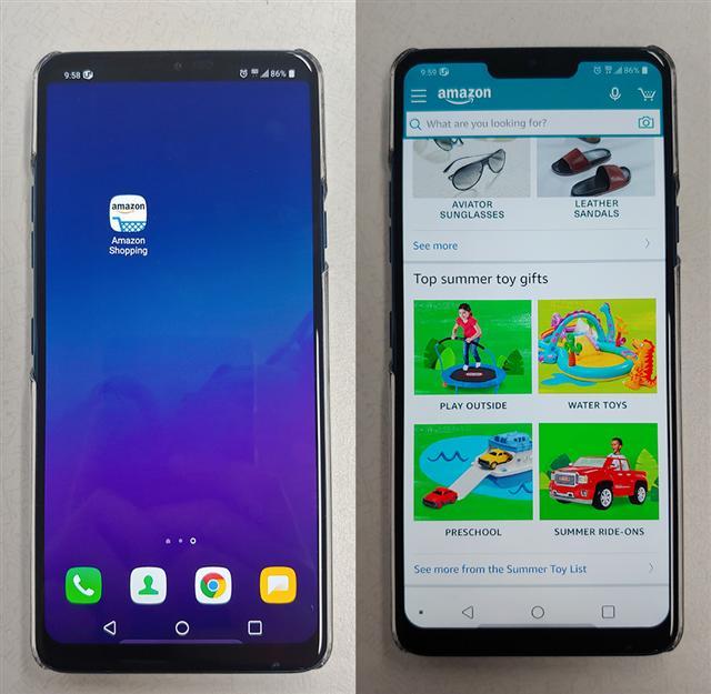 LG유플러스 가입자의 LG G7씽큐 플러스에 ‘아마존 쇼핑’이 선탑재된 모습.
[제공=LG유플러스]