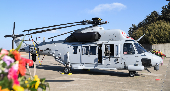 This photo provided by the Marine Corps on July 17 shows the MUH-1 helicopter, the Marine version of the KUH-1 Surion. Dubbed Marineon, one MUH-1 chopper crashed at a military airport in Pohang, about 370 kilometers southeast of Seoul, on July 17. (Yonhap)