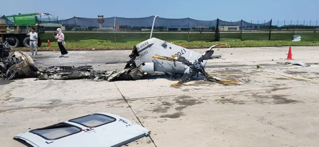 The remains of the MUH-1 Marineone in Pohang, North Gyeongsang Province. (Yonhap)