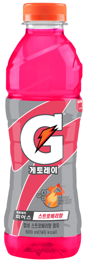 롯데칠성이 새롭게 출시한 ‘게토레이 피어스 스트로베리향’ 600㎖ 페트병.