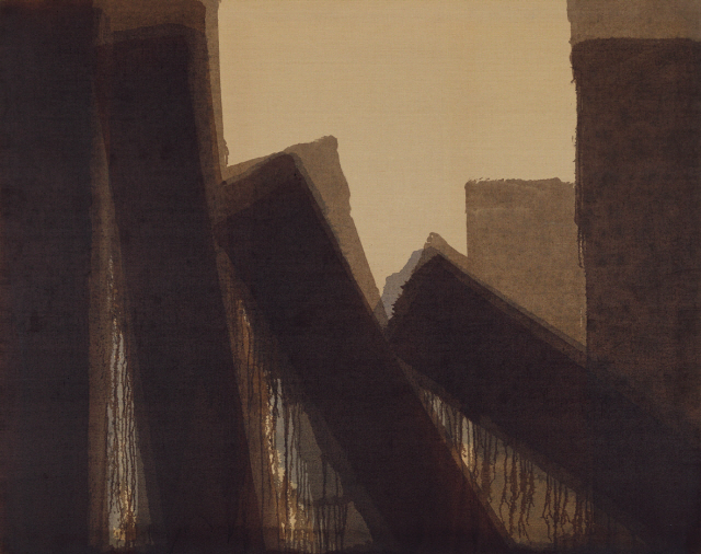 윤형근, 청다색 Umber-Blue, 1978, 마포에 유채, 270x141cm.