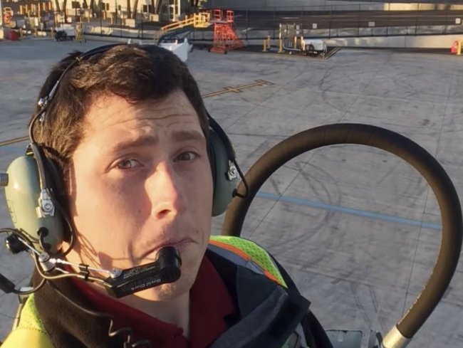 This updated image posted to Richard Russell’s YouTube channel shows Russell, an airline ground agent. Investigators are piecing together how Russell stole an empty commercial airplane, took off from Sea-Tac International Airport in Seattle, and crashed into a small island in the Puget Sound in Washington. (AP)