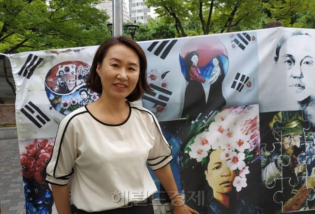 서대문형무소에서 열린 광복절 행사에 참여한 심옥주(46) 한국여성독립운동연구소 소장.